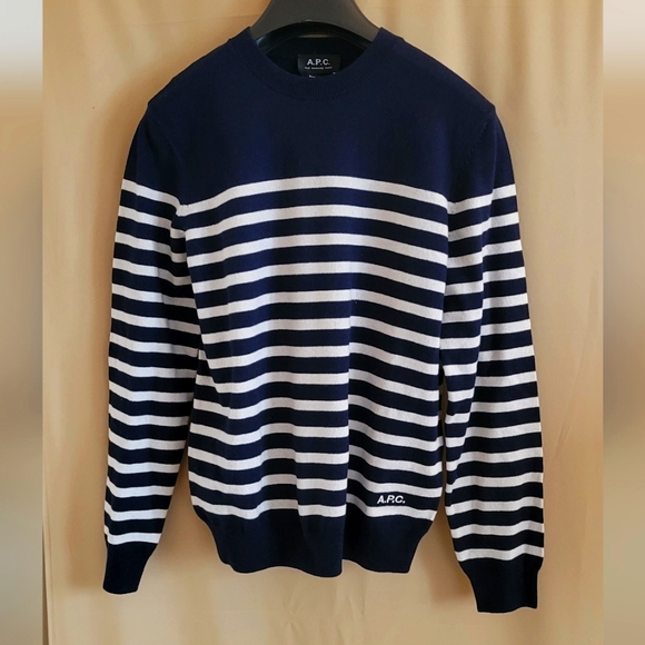 A.P.C.Navy & White Pheobe Sweater - Picture 1 of 6